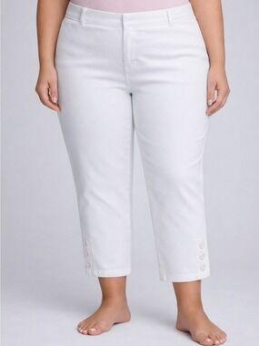 JESSICA White Cotton Summer Summer Crop Pants size 18W